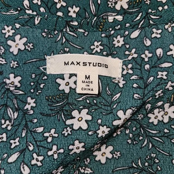 *SOLD X LIST*Max Studio Floral Green Dress Size M - Picture 11 of 12